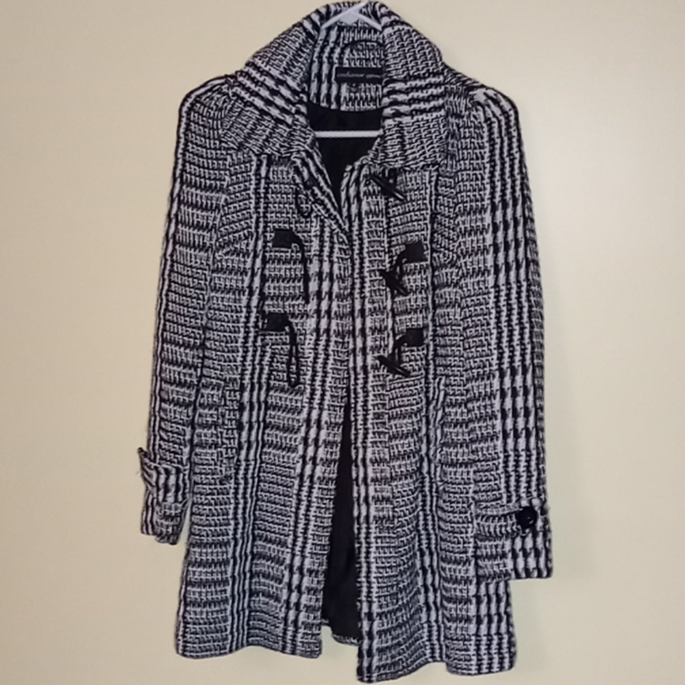 Black and white plaid coat